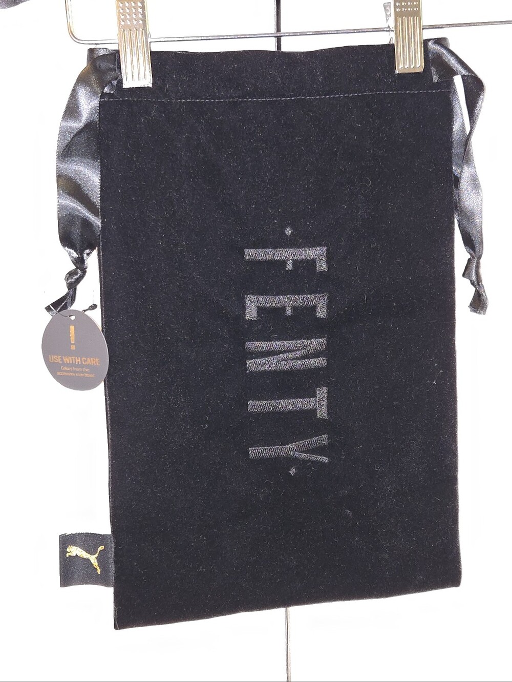 FENTY Black Velvet Drawstring Cosmetic Pouch Storage Travel